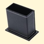 14-Piece Leather Desk Organizer Set, 49x34 cm Desk Pad, Double Document Tray, Pen Holder, Business Card Holder, Phone Stand, Black with Gold Accents - Image 7