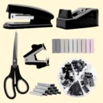 Black Desk Accessories Set - Office Supplies, Stapler and Tape Dispenser Kit - Gift for Students, Women, Coworkers, Boss Lady, Office Clerks