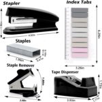 Black Desk Accessories Set - Office Supplies, Stapler and Tape Dispenser Kit - Gift for Students, Women, Coworkers, Boss Lady, Office Clerks - Image 3