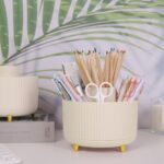 SKYDUE 360 Degree Rotating Desk Organizer, Dual-Purpose Pencil Pen Holder for Desk, Rotating Desk Pen Organizer with 5 Slots, Art Supply, Pencil Cup for Office, School, Home - Image 3