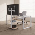 FITUEYES White TV Stand with Wheels and Wooden Base for 32 to 65 inch LCD LED Flat and Curved Screens, 3 Tier Mobile TV Cart with Swivel 60 Degree, Max VESA 600x400mm TT306504WW - Image 4