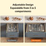 Lifewit Utensil Drawer Organizer, Large Expandable Cutlery Organizer for Kitchen, Adjustable Cutlery Holder for Drawer, Kitchen Drawer Organizer, Plastic, Large, Grey - Image 2