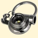 Pack-1 Car Polished Turbo Keychain, Ring Rotating Key Ring, DIY Small Toys for Car Key Decoration (Black)
