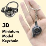 Pack-1 Car Polished Turbo Keychain, Ring Rotating Key Ring, DIY Small Toys for Car Key Decoration (Black) - Image 2