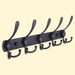 Mumoo Bear Coat Rack Wall Mounted - 5 Tri Hooks, Heavy Duty, Stainless Steel, Metal Coat Hook Rail For Coat Hat Towel Purse Robes Mudroom Bathroom Entryway,Black