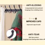Mumoo Bear Coat Rack Wall Mounted - 5 Tri Hooks, Heavy Duty, Stainless Steel, Metal Coat Hook Rail For Coat Hat Towel Purse Robes Mudroom Bathroom Entryway,Black - Image 2