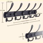 Mumoo Bear Coat Rack Wall Mounted - 5 Tri Hooks, Heavy Duty, Stainless Steel, Metal Coat Hook Rail For Coat Hat Towel Purse Robes Mudroom Bathroom Entryway,Black - Image 3