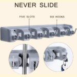 Mop Broom Holder, Garden Tools Wall Mounted Commercial Organizer Saving Space Storage Rack For Kitchen Garden And Garage,Laundry Offices5 Position With 6 Hooks, Black, 2X-L1Mk-Ri58, Lc-Hkholder-02 - Image 3