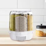 PIOJNYEN Grain Dispenser, 360° Rotating Grain Storage Food Dispenser with Lid Moisture Resistant Household, Upgrade 6 Compartment Rotating Rice Dispenser Storage Container for Small Grains, Beans - Image 3