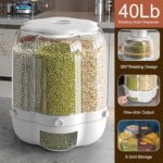 PIOJNYEN Grain Dispenser, 360° Rotating Grain Storage Food Dispenser with Lid Moisture Resistant Household, Upgrade 6 Compartment Rotating Rice Dispenser Storage Container for Small Grains, Beans - Image 5