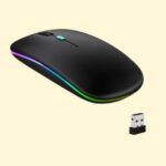 ANYOUI Wireless Bluetooth Mouse, LED Slim Dual Mode (Bluetooth 5.1 + USB) 2.4GHz Rechargeable Silent Bluetooth Wireless Mouse