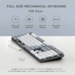 Satechi SM3 Mechanical Keyboard,108 Keys with White LED Backlit, Wired and Bluetooth -Mac and Windows - Light Gray/White - Image 2