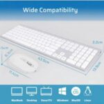 CREATMOR wireless keyboard and mouse, Full Size Rechargeable Wireless keyboard with Number Pad, White/ Silver - Image 2