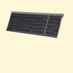 iClever Bluetooth Keyboard BK10, Multi Device Keyboard Rechargeable with Number Pad Ergonomic Design Full Size, Grey Black