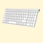 iClever Bluetooth Keyboard BK10, Multi Device Keyboard Rechargeable with Number Pad Ergonomic Design Full Size, Silver