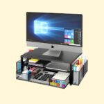 Monitor Stand Riser with Storage Drawers, Black - Image 2