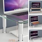 Clear Tempered Glass Computer Monitor Riser with Height Adjustable Multi Media Desktop Stand - Image 3