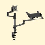 Navodesk Control Monitor Arm Model L with Laptop Tray - Dual Monitor Stand for 17" to 32" Screens & 11.6" to 17.3" Laptops - Ergonomic and Space-Saving Design, Black