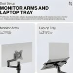 Navodesk Control Monitor Arm Model L with Laptop Tray - Dual Monitor Stand for 17" to 32" Screens & 11.6" to 17.3" Laptops - Ergonomic and Space-Saving Design, Black - Image 3
