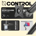 Navodesk NAVO Control Monitor Arm - Model A Pro, Ergonomic Monitor Desk Mount with Gas Spring Tech & USB Hub, Adjustable Monitor Stand with Clamp and Grommet Base - Image 3