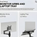 Navodesk Control Monitor Arm Model L with Laptop Tray - Dual Monitor Stand for 17" to 32" Screens & 11.6" to 17.3" Laptops - Ergonomic and Space-Saving Design, Silver - Image 4