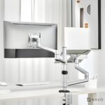 Navodesk Control Monitor Arm Model L with Laptop Tray - Dual Monitor Stand for 17" to 32" Screens & 11.6" to 17.3" Laptops - Ergonomic and Space-Saving Design, Silver - Image 2