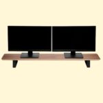 Moodular Wooden Monitor Stand 45.6” (116cm) Large Desk Organizer with Metal Slide Rails, Walnut