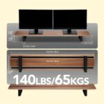 Moodular Wooden Monitor Stand 45.6” (116cm) Large Desk Organizer with Metal Slide Rails, Walnut - Image 3