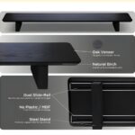 Moodular Wooden Monitor Stand 45.6” (116cm) Large Desk Organizer with Metal Slide Rails, Black - Image 3