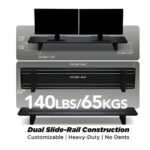 Moodular Wooden Monitor Stand 45.6” (116cm) Large Desk Organizer with Metal Slide Rails, Black - Image 2