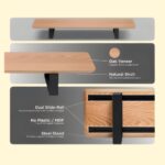Moodular Wooden Monitor Stand 33.4” (85cm) Desk Organizer with Metal Slide Rails, Oak MS85-O - Image 2
