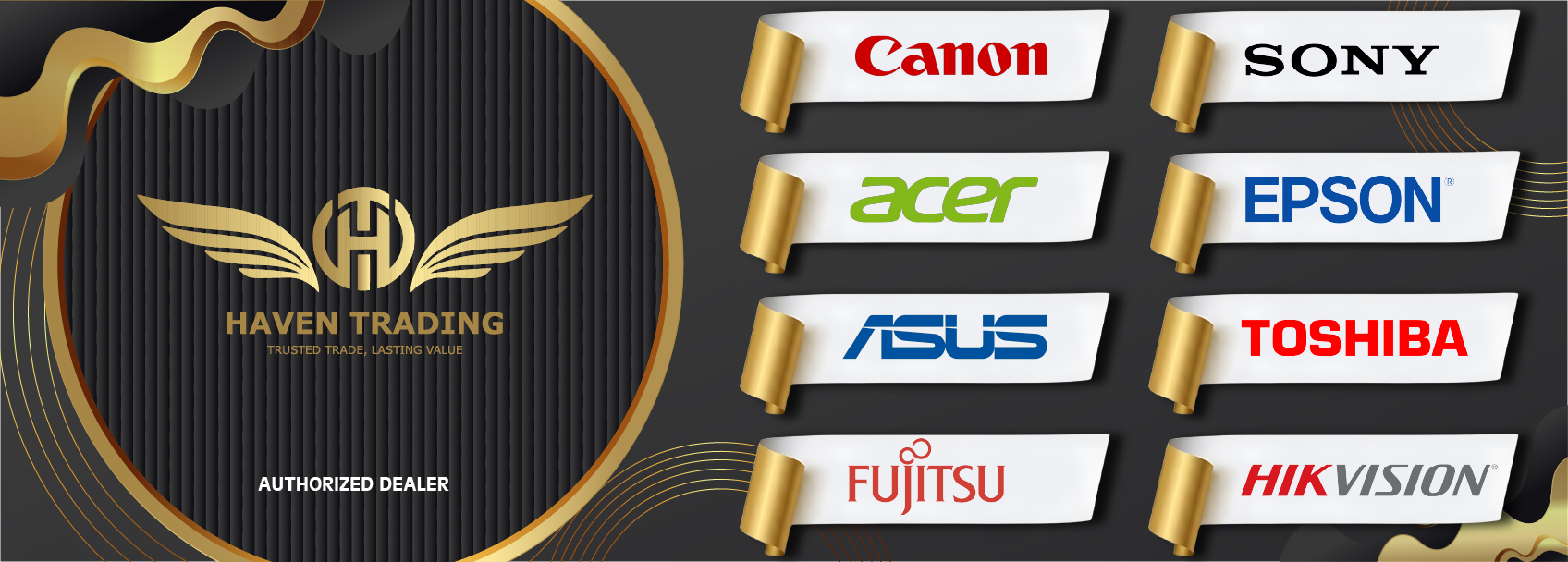 HavenTrading: Authorized Dealer for all major electronics and office brands in UAE including Canon, Sony, Acer, Epson, ASUS, Toshiba, Fujitsu, and HIKVISION with official warranty