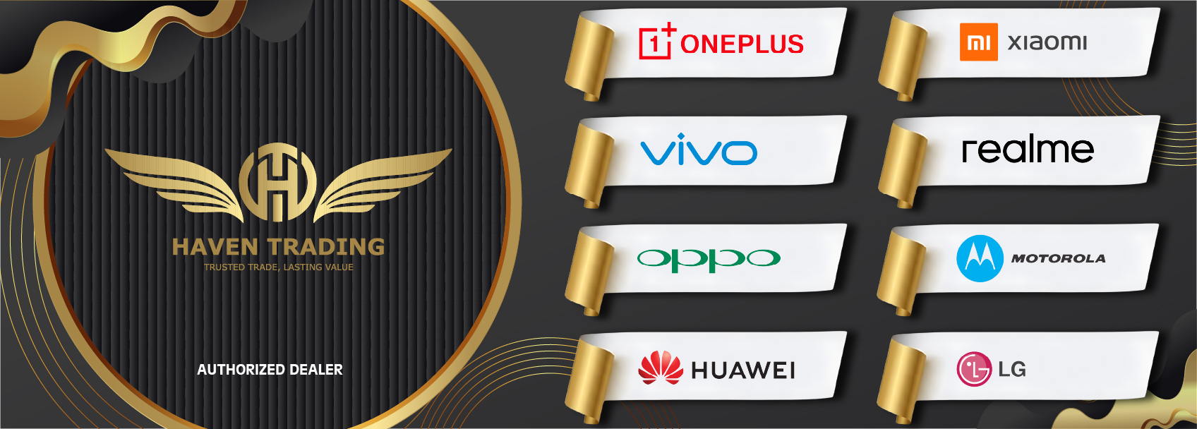 HavenTrading: Authorized Dealer for all major mobile brands in UAE including OnePlus, Xiaomi, Vivo, realme, OPPO, Motorola, Huawei, and LG with official warranty