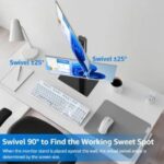 MOUNTUP Vertical Dual Monitor Stand, Stack Two Screens up to 32 inches, 33 Lbs, Free-Standing Monitor Desk Mount, Monitor Riser with Swivel, Tilt, Height Adjustable - Image 3