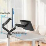 MOUNTUP Dual Monitor Stand for Desk, Adjustable Gas Spring Double Monitor Mount Holds 4.4-17.6 lbs and 13-32 Inch Screens, Monitor Arms for 2 Monitors, VESA 75x75 100x100 with C-clamp & Grommet, Black - Image 2