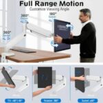 MOUNTUP Single Monitor Desk Mount, Adjustable Gas Spring Monitor Arm, Support Max 32 Inch, 4.4-17.6lbs Screen, Computer Monitors Stand Holder, White - Image 2