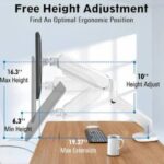 MOUNTUP Single Monitor Desk Mount, Adjustable Gas Spring Monitor Arm, Support Max 32 Inch, 4.4-17.6lbs Screen, Computer Monitors Stand Holder, White - Image 3