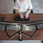 Vivo Heavy Duty Dual Monitor Desk Mount, Fully Adjustable Stand -V002, fits 2 LCD/LED Screens up to 30in. - Black - Image 2