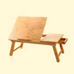 Laptop Desk Table Adjustable Bamboo Foldable with Tilting Top Drawer