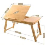 Laptop Desk Table Adjustable Bamboo Foldable with Tilting Top Drawer - Image 3
