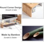 Monitor Stand Riser, Ergonomic Height Bamboo Wood Desktop Riser Organizer, No Assembly Required - Image 2