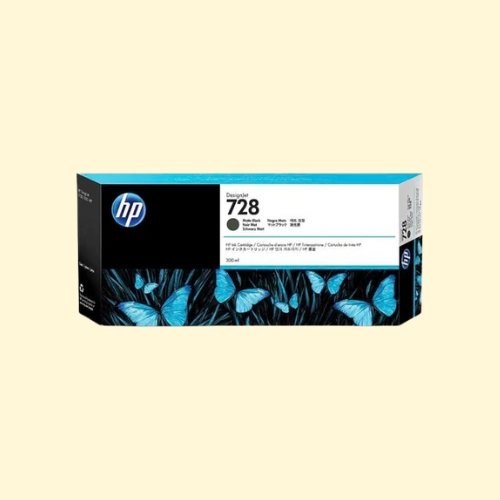 HP 728 Matte Black DesignJet Ink Cartridge, 300mlv