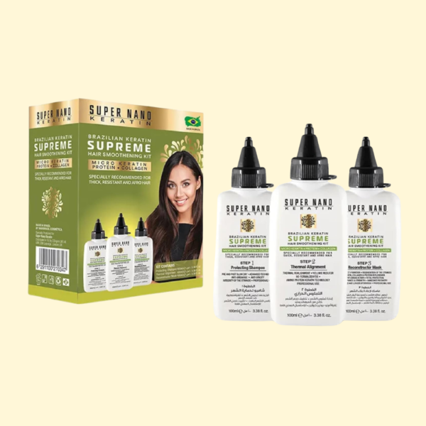Super Nano Keratin Supreme Hair Brazilian Keratin Kit, Hair Smoothing, Professional Hair Care, Long Lasting Results, Keratine Hair Treatment | 3 x 100ml