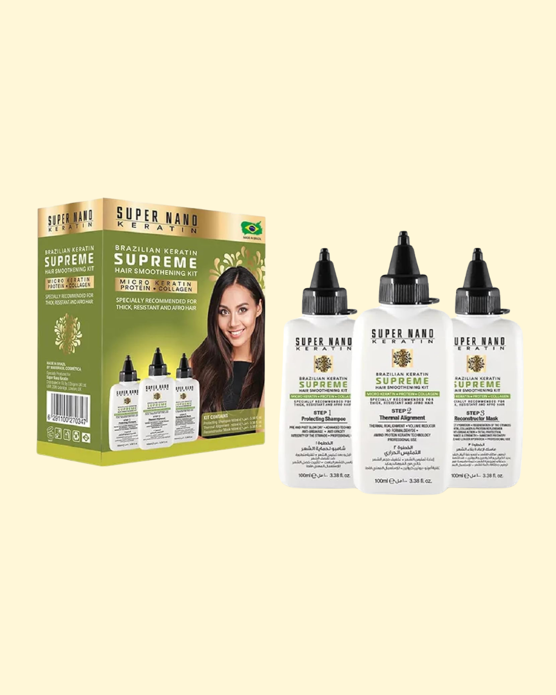 1 Super Nano Keratin Supreme Hair Brazilian Keratin Kit, Hair Smoothing, Professional Hair Care, Long Lasting Results, Keratine Hair Treatment | 3 x 100ml - Image 1