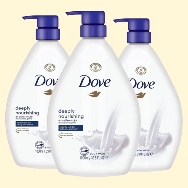 Dove Shower Bath | Moisturising Body Wash 1000ml | Deeply Nourishing Body Wash | With Integrated Pump, Pack of 3