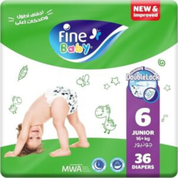 Fine Baby Diapers Size 6 Junior 16+ kg 36pcs