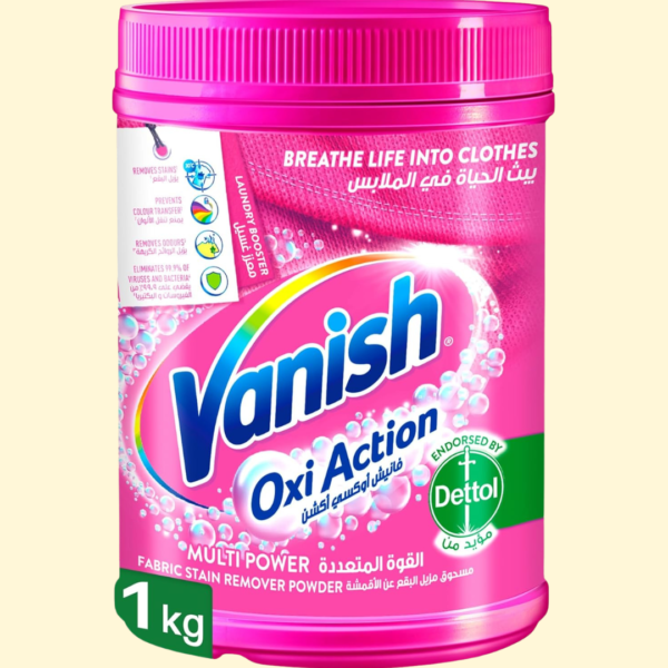 Vanish Oxi Action Fabric Stain Remover Powder 1kg Coloured & White Clothes