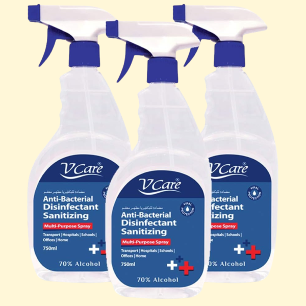 V Care Multipurpose Antibacterial Disinfectant Sanitizing Spray 750Ml Spray (Pack Of 3) Useful At Transport, Hospital, School, Offices And Home