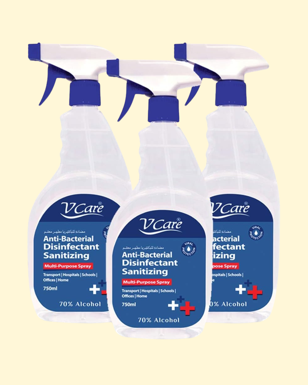 1 V Care Multipurpose Antibacterial Disinfectant Sanitizing Spray 750Ml Spray (Pack Of 3) Useful At Transport, Hospital, School, Offices And Home - Image 1