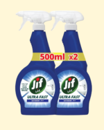 JIF Ultra Fast Cleaner Spray, for Bathroom, 100% soap & limescale removal, 500ml x 2